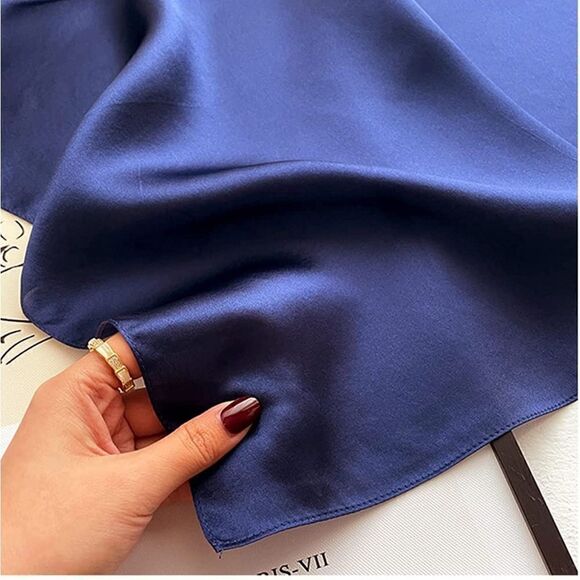 Navy blue Silky Scarf  - Picture 2 of 3
